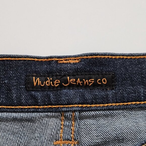 Nudie Jeans Mens 29x34 Blue Dark Straigh Leg Stretch Italy Organic Cotton Preppy - Picture 3 of 16